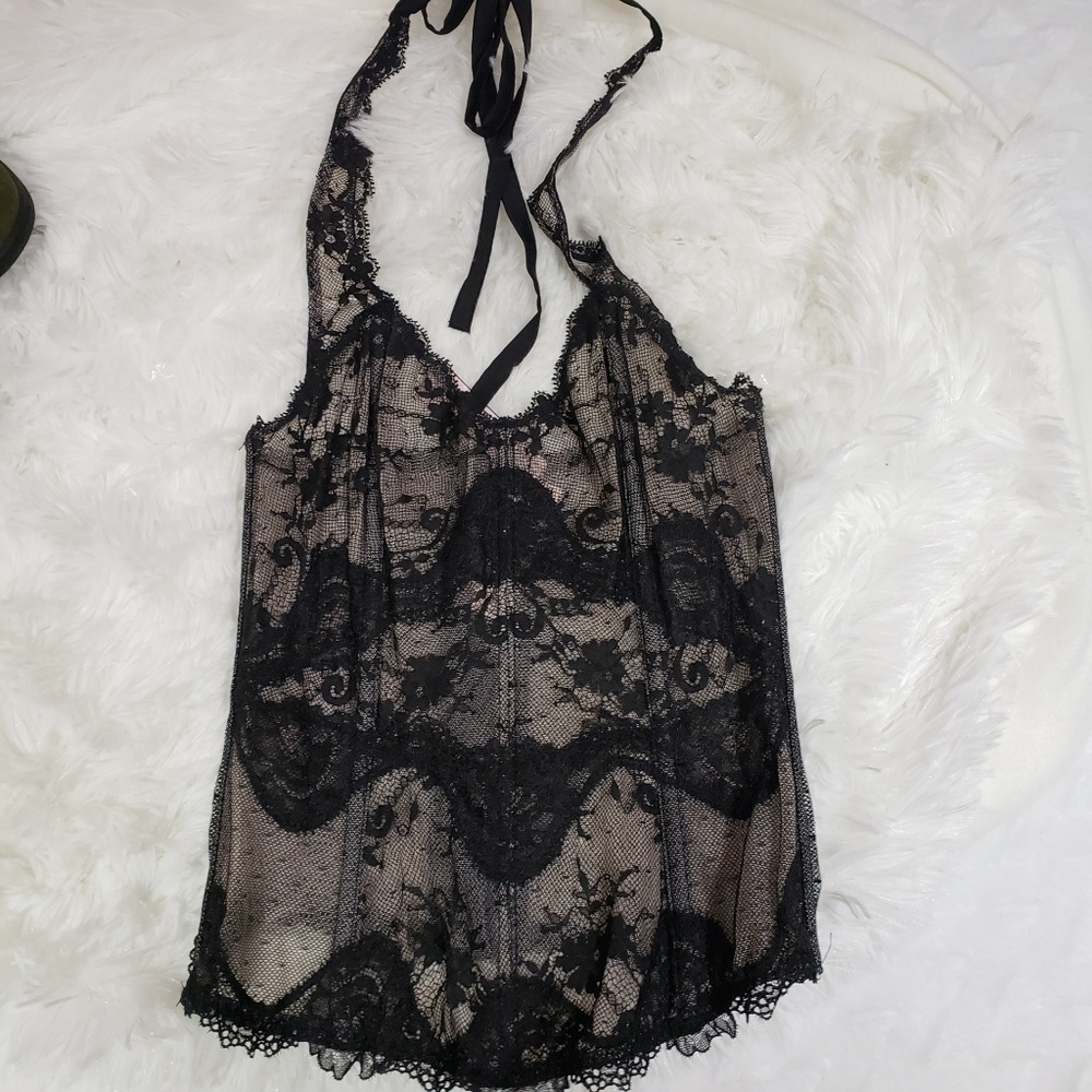 🆕️Black lace halter bustier see thru mesh lingeri - Picture 7 of 8